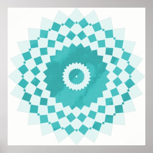 Mandala Blue Turquoise Sky Pattern Poster