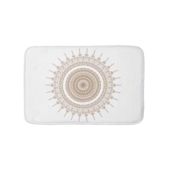 Mandala Bohemian White Boho Bath Mat (Front)