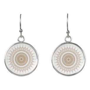 Mandala Bohemian White Boho Earrings