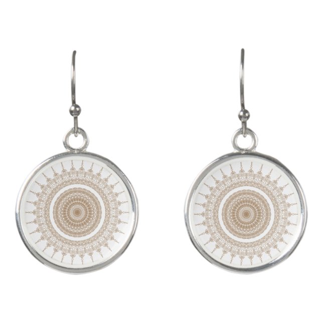 Mandala Bohemian White Boho Earrings (Front)