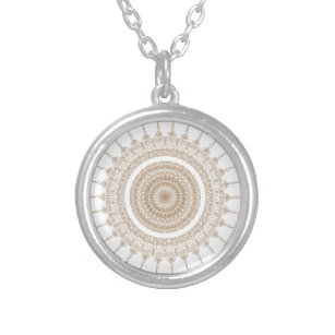 Mandala Bohemian White Boho Silver Plated Necklace