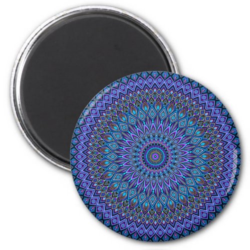 Mandala Boho Blue Teal Purple Peacock Gold Magic Magnet