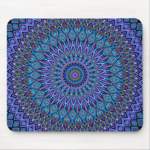 Mandala Boho Blue Teal Purple Peacock Gold Magic Mouse Pad