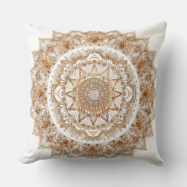 Mandala boho chic gilded for zen decor ✨ throw pillow (Front)