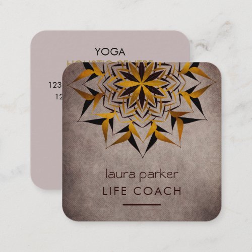 Mandala Boho Tribal Art Yoga Massage Therapy Square Business Card