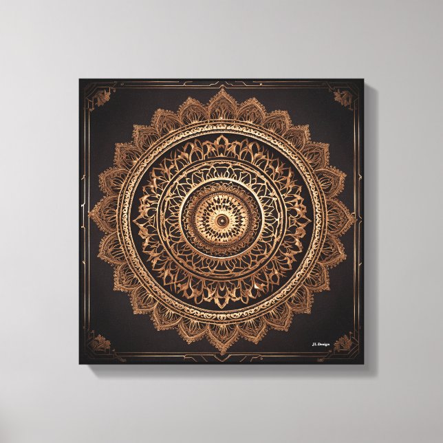 Mandala, Brown and Beige, Stretched Canvas Print (Front)
