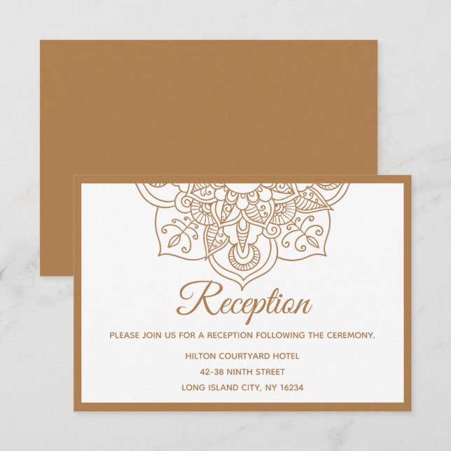 Mandala  Brown Boho Indian Modern Vintage Wedding Invitation (Front/Back)