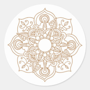 Mandala Brown Boho Indian Modern Wedding Party Classic Round Sticker