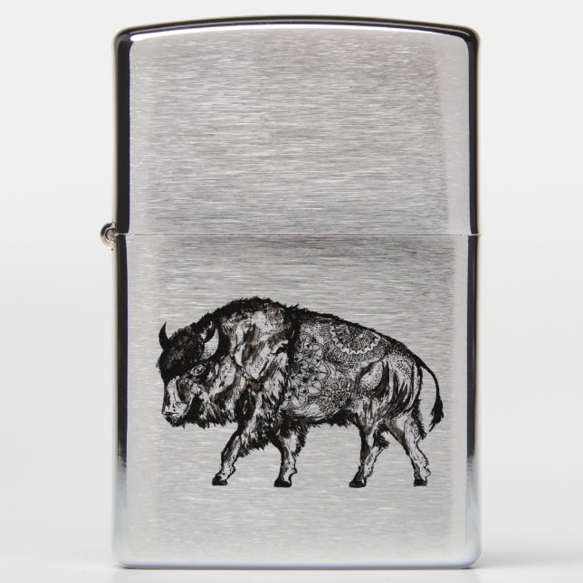 Mandala Buffalo Bull Zippo Lighter (Front)