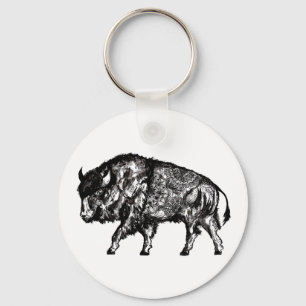 Mandala Buffalo Keychain