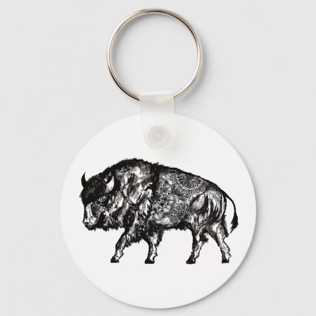 Mandala Buffalo Keychain (Front)