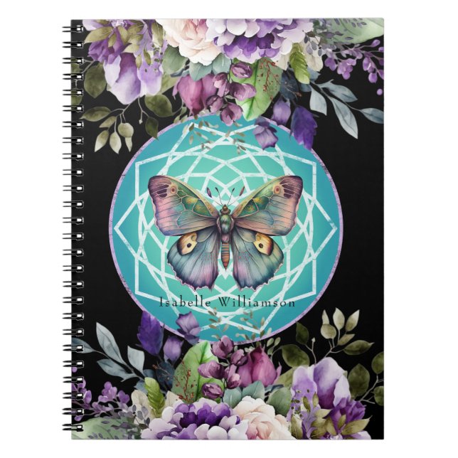 Mandala Butterfly Purple Floral Esoteric Psychic Notebook (Front)