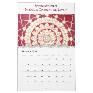 Mandala Calendar with Monthly Birthstones