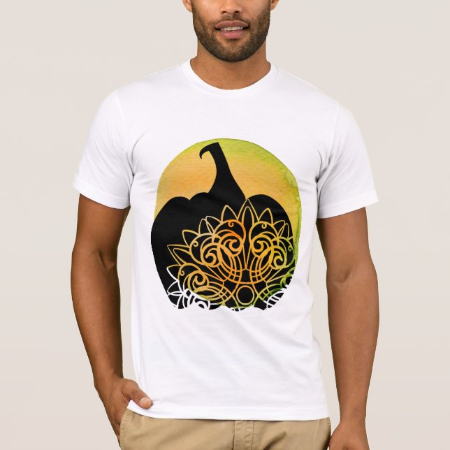 Mandala Carved Pumpkin with Autumn Moon  T-Shirt (Front)