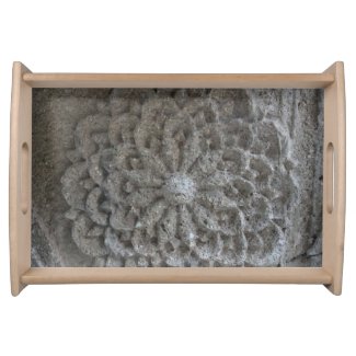 Mandala Carved Stone  Photo Serving Tray, Natural