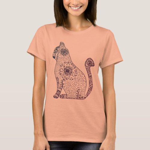 Mandala Cat 34 Sleeve Raglan T_Shirt