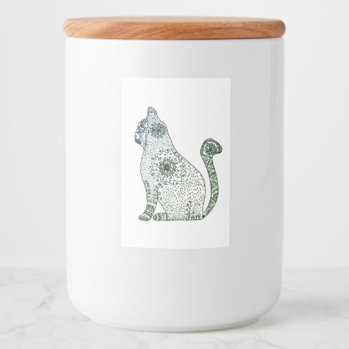 Mandala Cat  Art  Custom Food Container Label