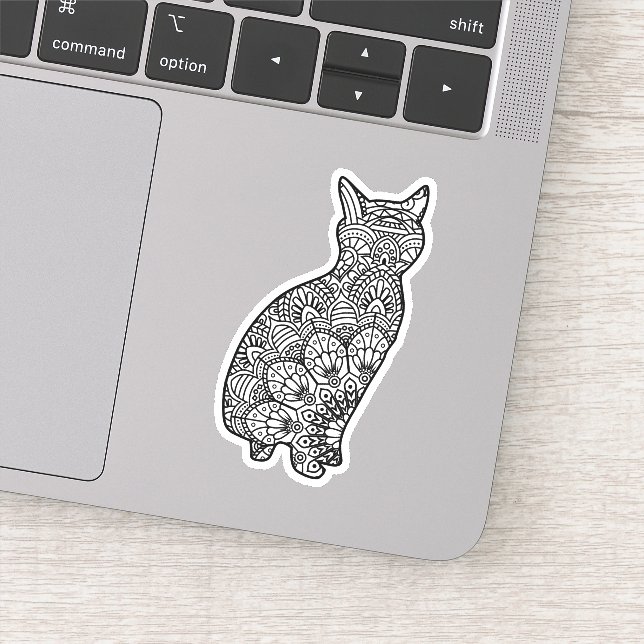 Mandala Cat Art Sitting Sticker (Detail)