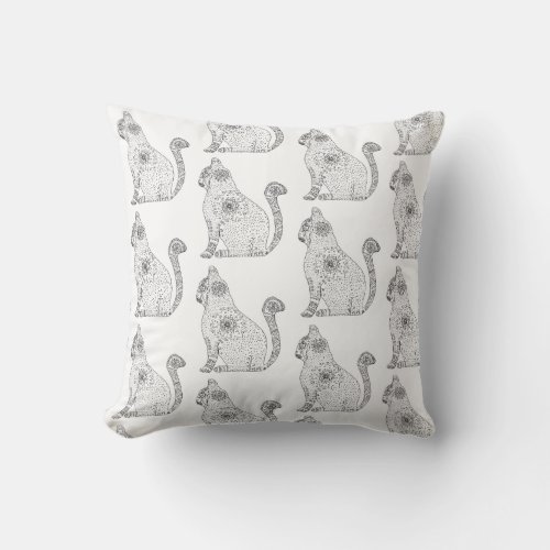 Mandala Cat Art Throw Cushion
