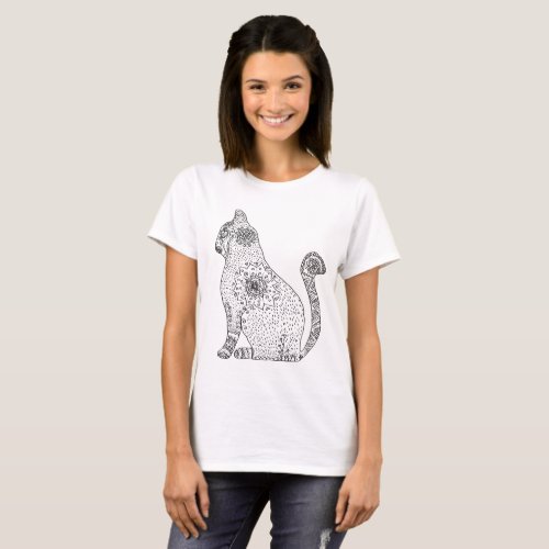 Mandala Cat Basic T_Shirt White T_Shirt