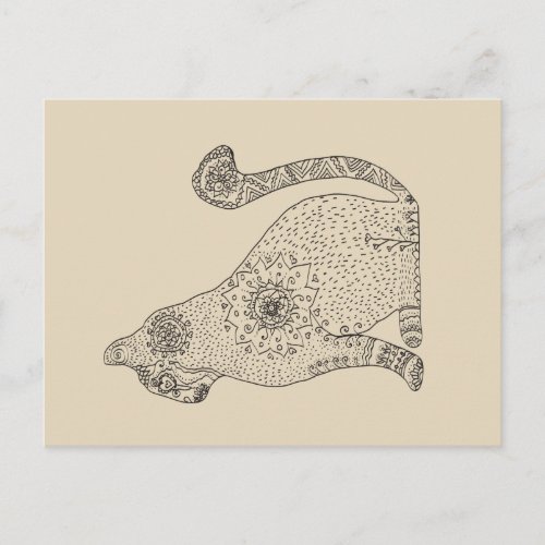 Mandala Cat Drawing Postcard