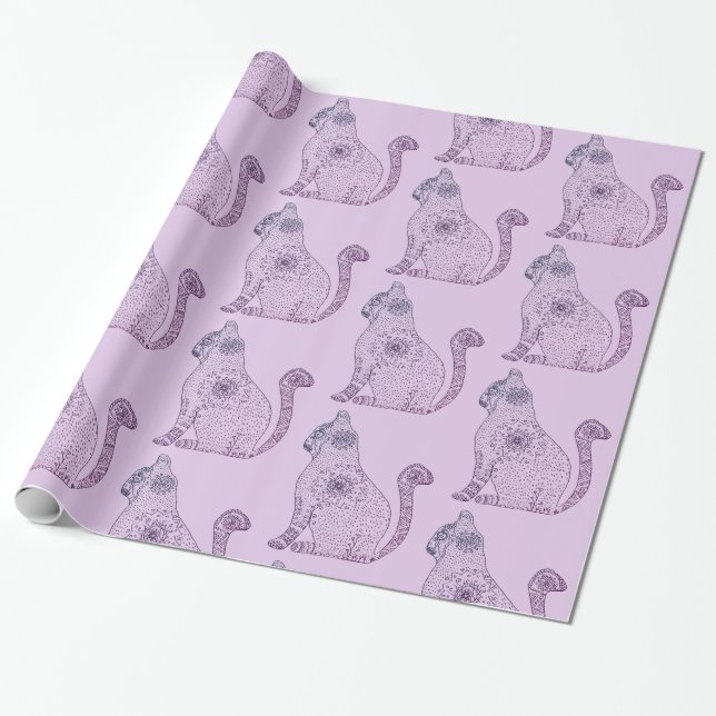 Mandala Cat Glossy Wrapping Paper, 30 in x 6 Wrapping Paper (Unrolled)