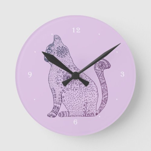 Mandala Cat Round Medium Wall Clock