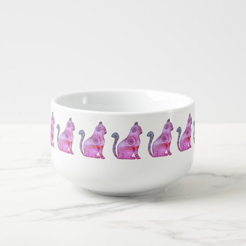 Mandala Cat Vintage Style Soup Mug