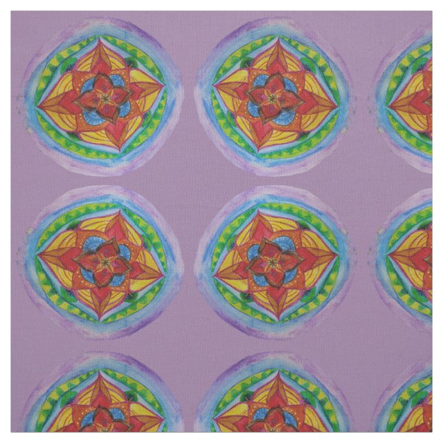 Mandala Center Zen Hand Painted Fabric (Swatch)