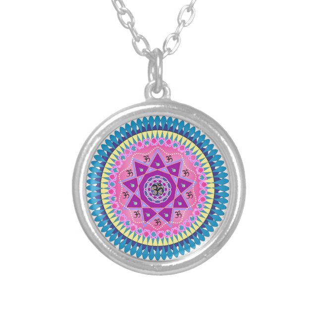 Mandala chain silver plated necklace (Front)