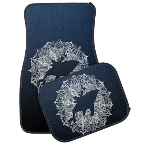 Mandala Circle Blue Humpback Whale Car Floor Mat