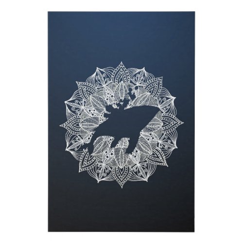 Mandala Circle Blue Humpback Whale Faux Canvas Print