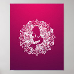 Mandala Circle Pink Mermaid Poster
