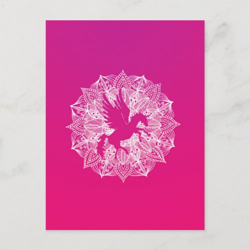 Mandala Circle Pink Unicorn Pegasus Postcard