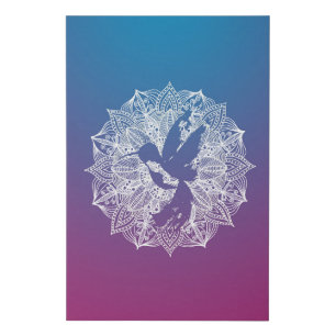 Mandala Circle Purple Hummingbird Faux Canvas Print
