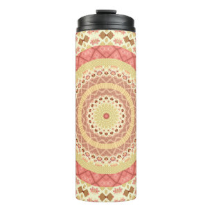 Mandala circle round ornamental pastel beige color thermal tumbler