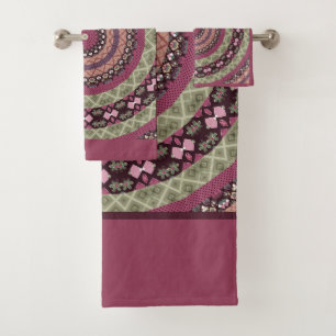 Mandala circle round ornamental pastel purple colo bath towel set