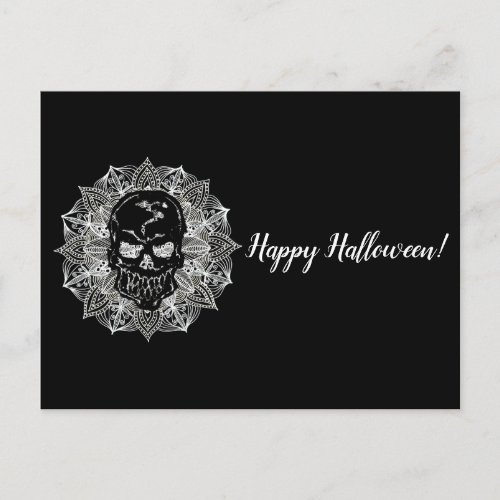 Mandala Circle Skull Halloween Postcard