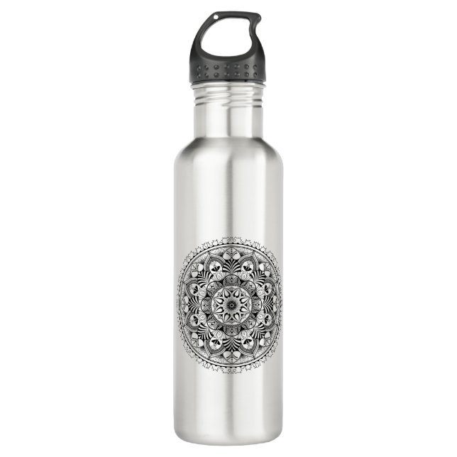 Mandala Circle Stainless Steel Water Bottle (Front)