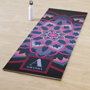 mandala circular pattern Personalized Name Yoga Mat