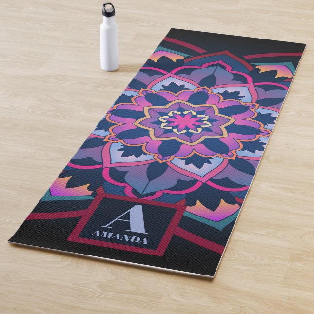 mandala circular pattern Personalized  Name Yoga Mat (In Situ)