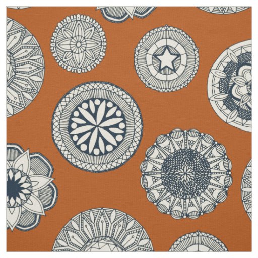 mandala cirque spot orange fabric