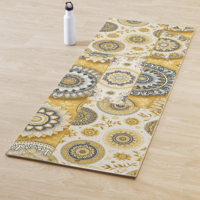 Mandala collage in yellow yoga mat (In Situ)