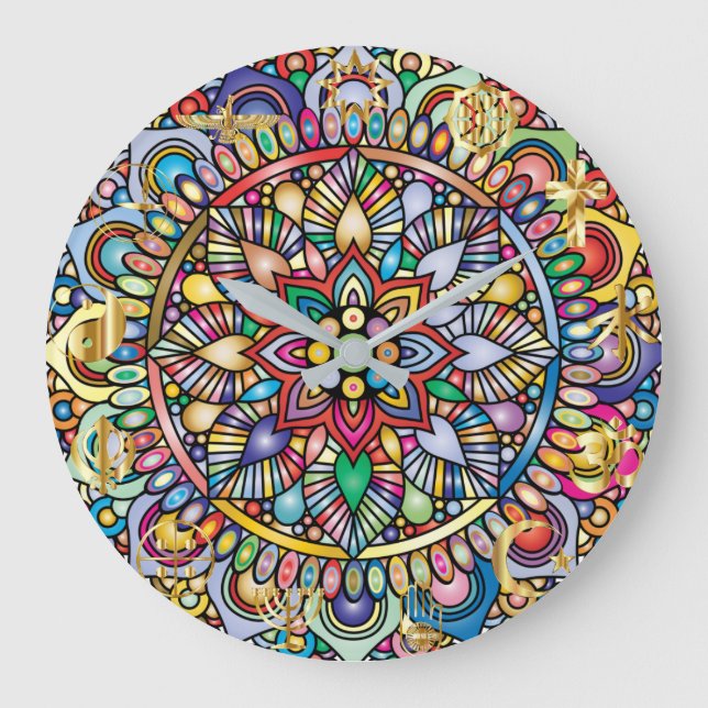Mandala color spectrum design large clock (Front)