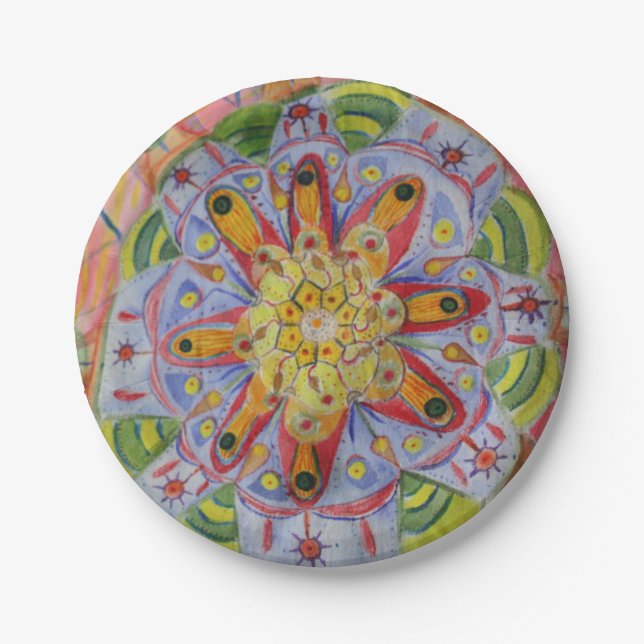 Mandala Colorful Art Custom Paper Plates 7 in (Front)