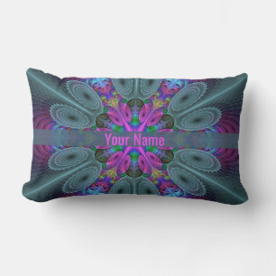 Mandala Colorful Fractal Art Kaleidoscope Name Lumbar Pillow