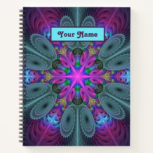 Mandala Colorful Fractal Art Kaleidoscope Own Name Notebook