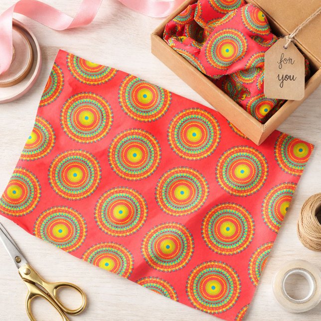 Mandala Colorful Pattern Red Tissue Paper (Creator Uploaded)