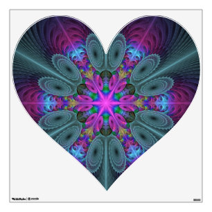 Mandala Colorful Spiritual Fractal Art Pink Heart Wall Decal