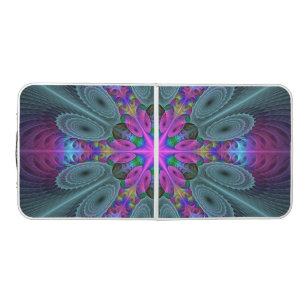 Mandala Colorful Spiritual Fractal Art With Pink Beer Pong Table